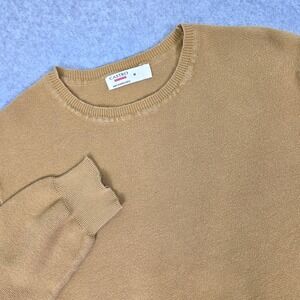 Castro Men's Size M 100% Cotton Textured Knit Crewneck Sweater Mustard Yellow